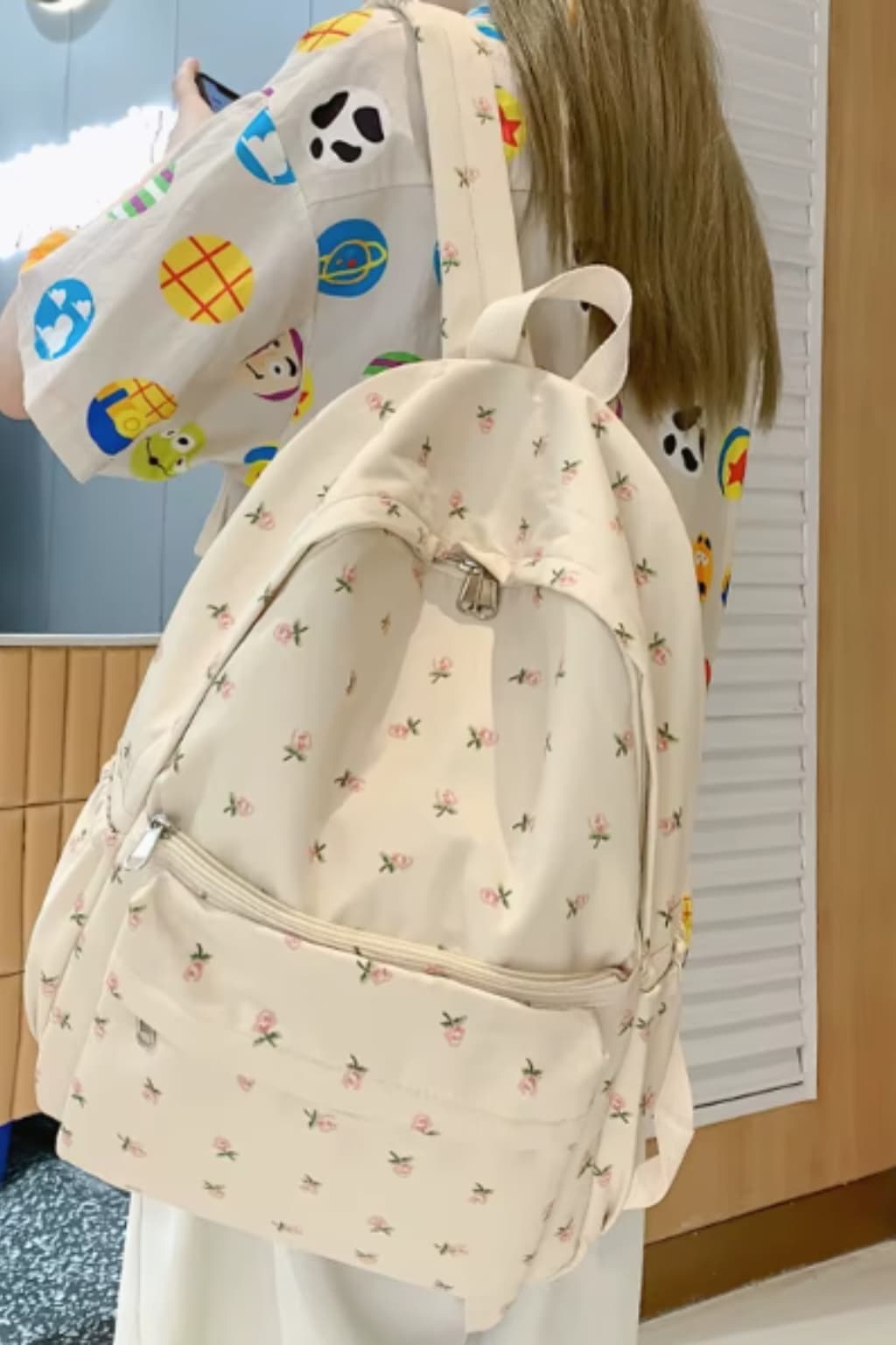 Unisex Waterproof School Backpack with Floral Pattern
