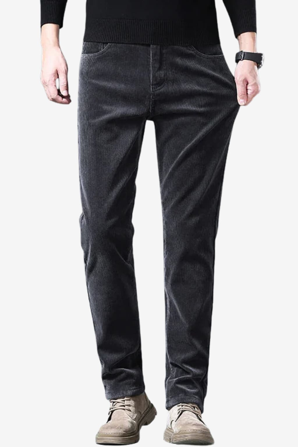 Men's Corduroy Straight-Leg Trousers Slim Fit