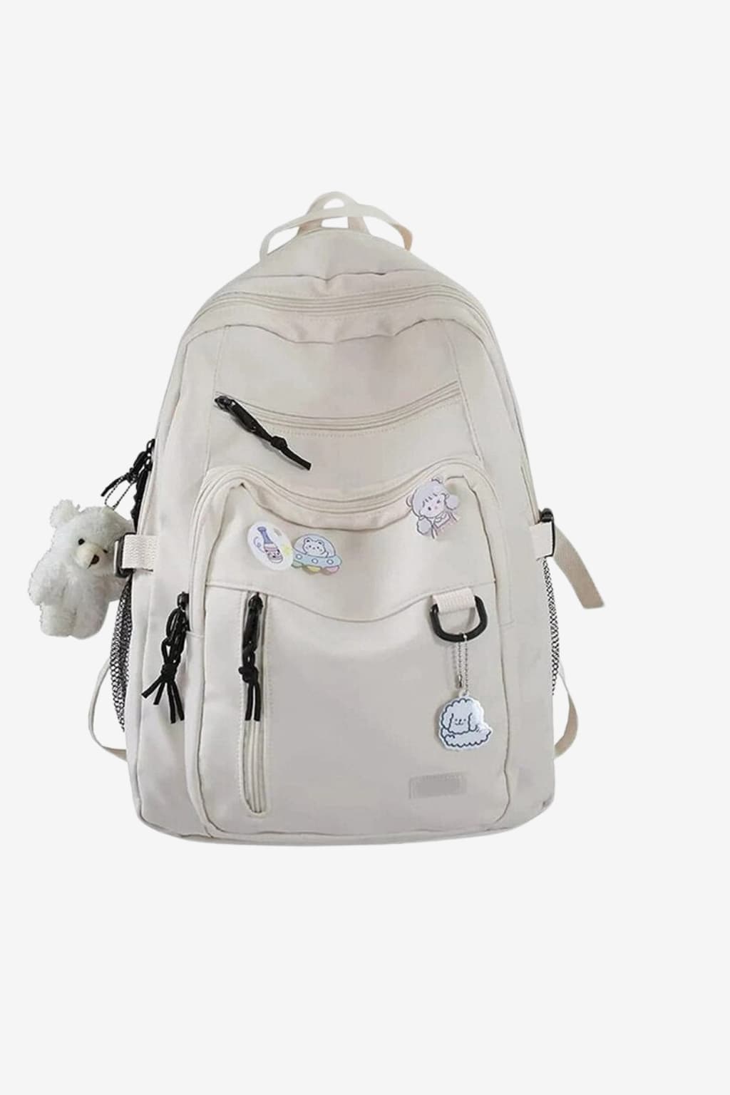 Unisex Large School Backpack with Keychain and Pins