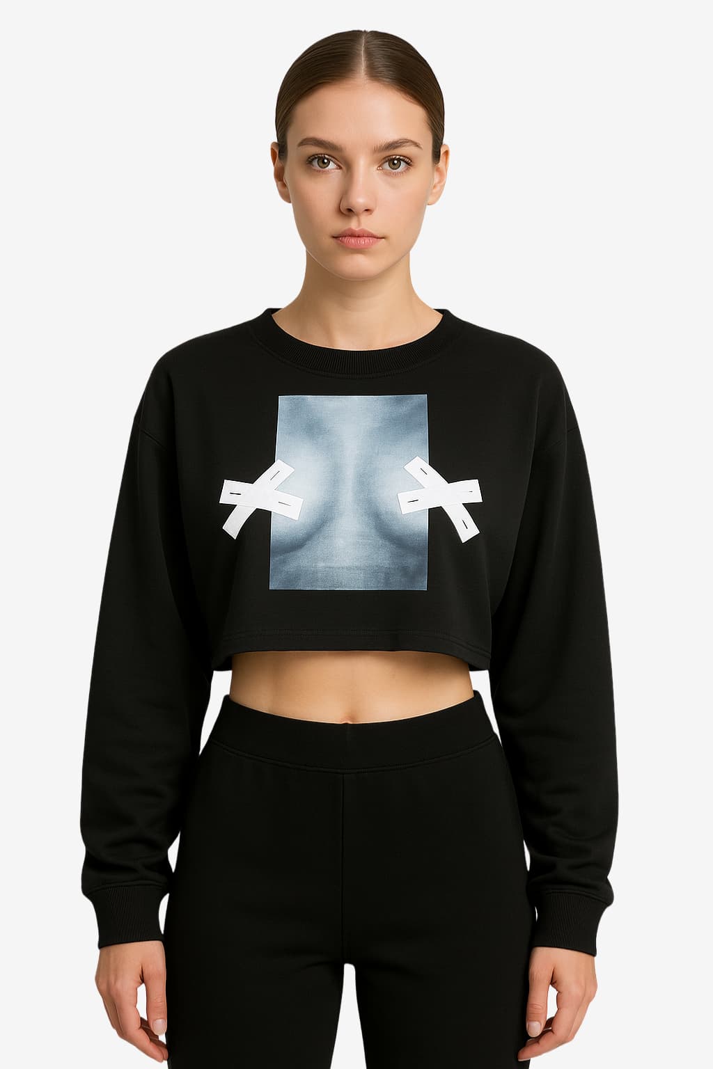 Women's Long Sleeve Graphic Crop Top