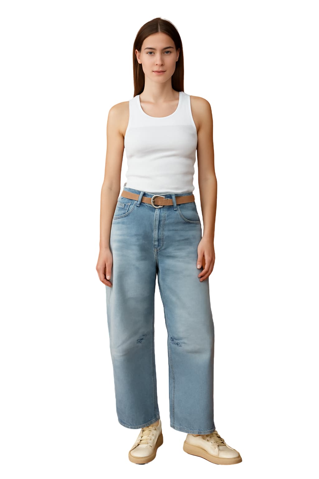 Women's High-Waisted Wide - Leg Light Blue Denim Jeans
