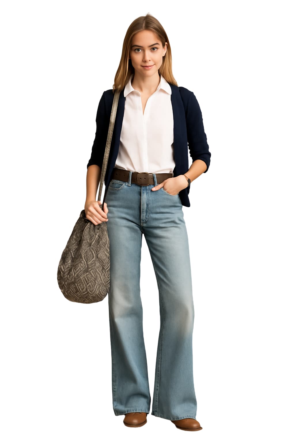 Women's Mid-Rise Wide Flare Denim Jeans