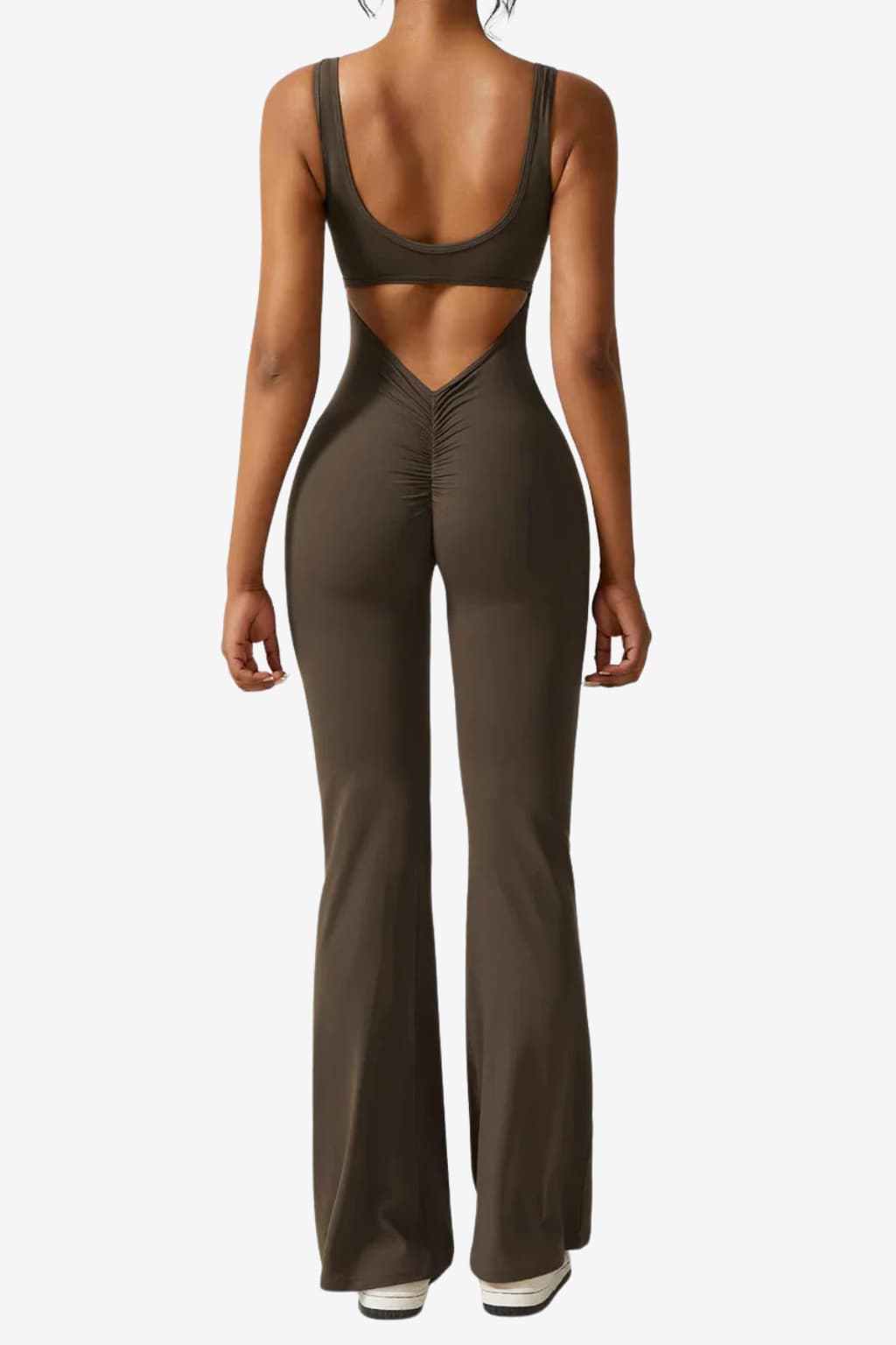 Women’s Sleeveless Flared Jumpsuit Stretch Fit V-Back