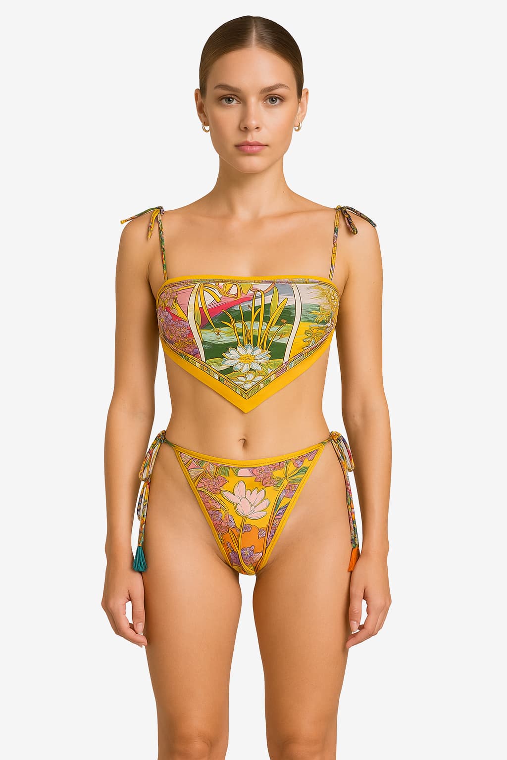 Women's Floral Print Bikini Set, Tie-Side Swimwear