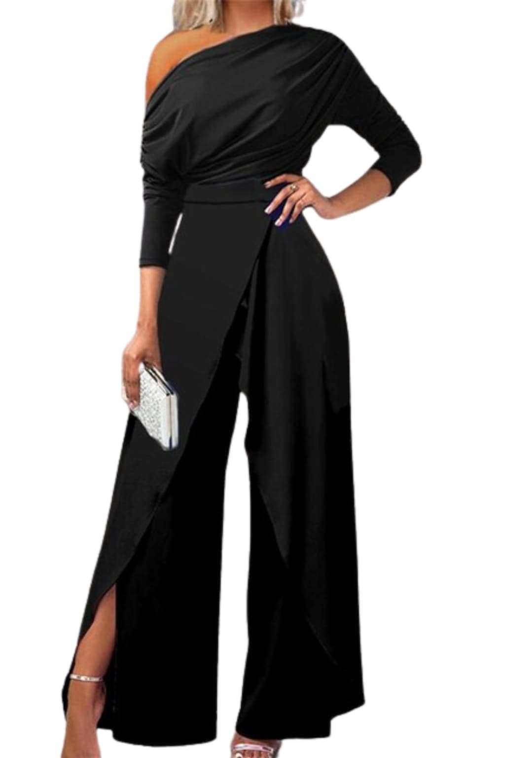 Women’s One-Shoulder Wide-Leg Party Jumpsuit