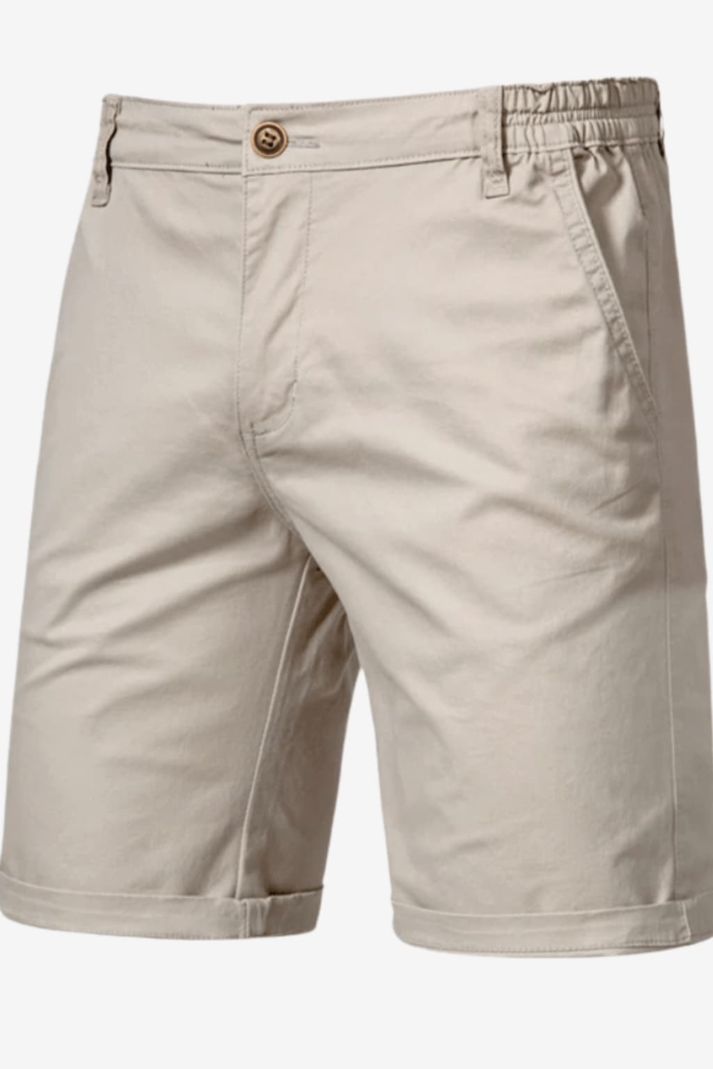 Men's Casual Summer Shorts - Lightweight Cotton Blend, Elastic Waist, Khaki