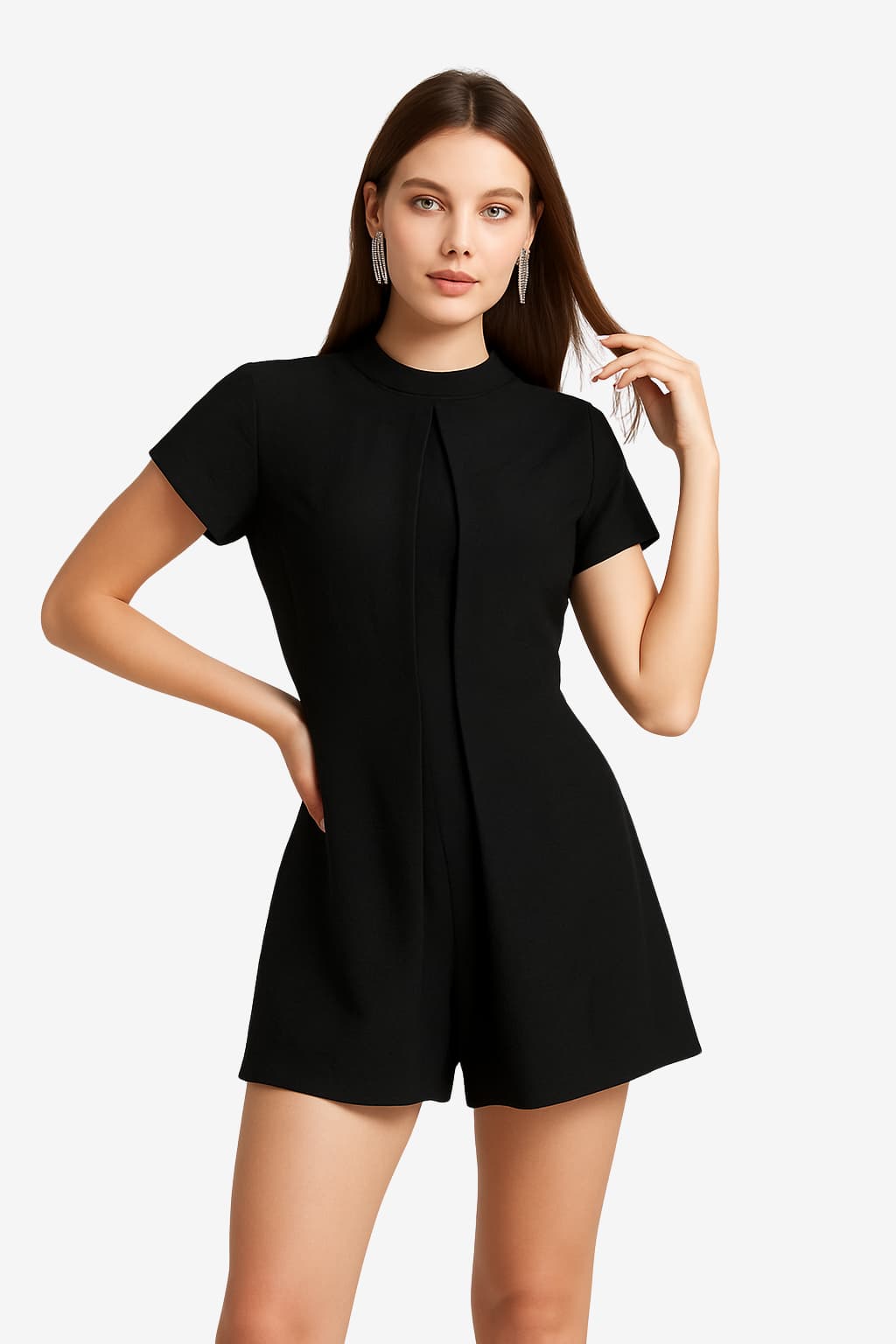 Women’s Sleeveless Summer Playsuit with Mock Neck