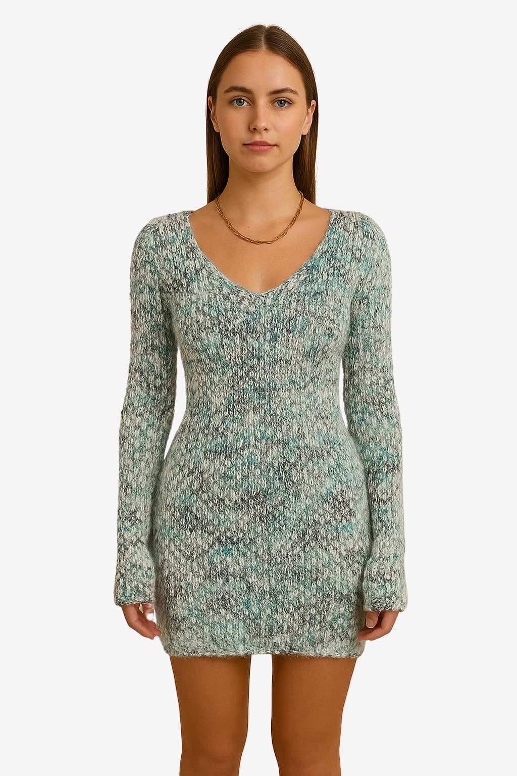 Women's Long-Sleeve Bodycon Knitted Mini Dress