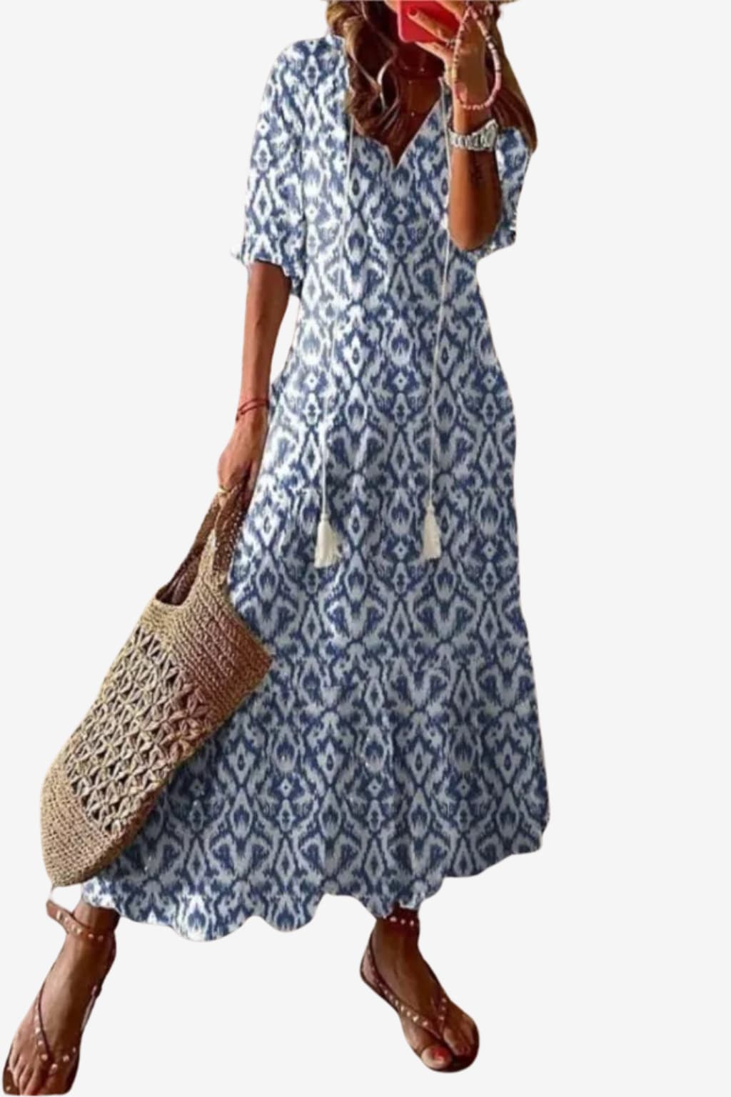 Women’s Floral Maxi Dress V-Neck Loose Fit Summer