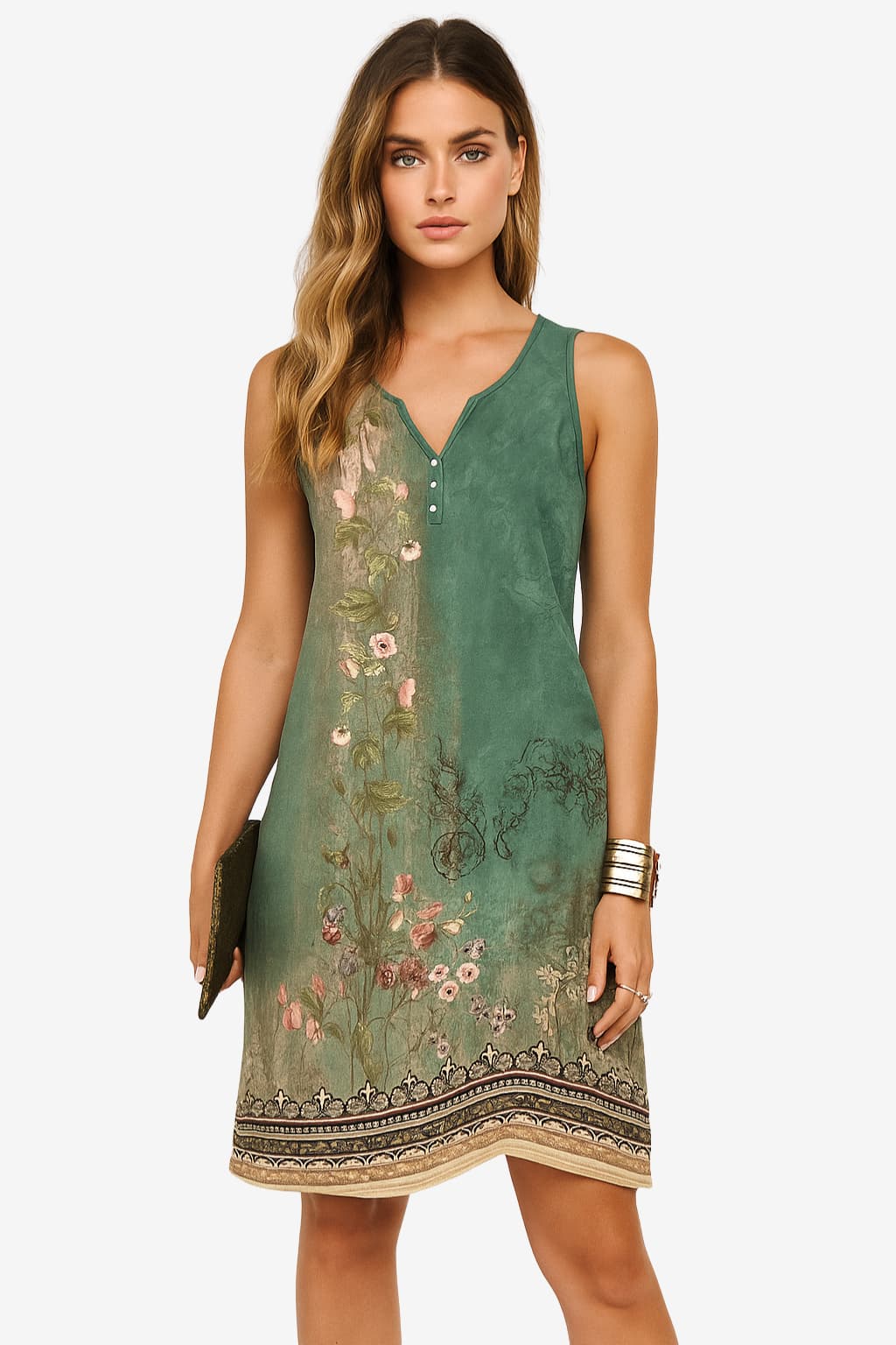 Women's Floral Summer Dress V-Neck Sleeveless A-Line Mini