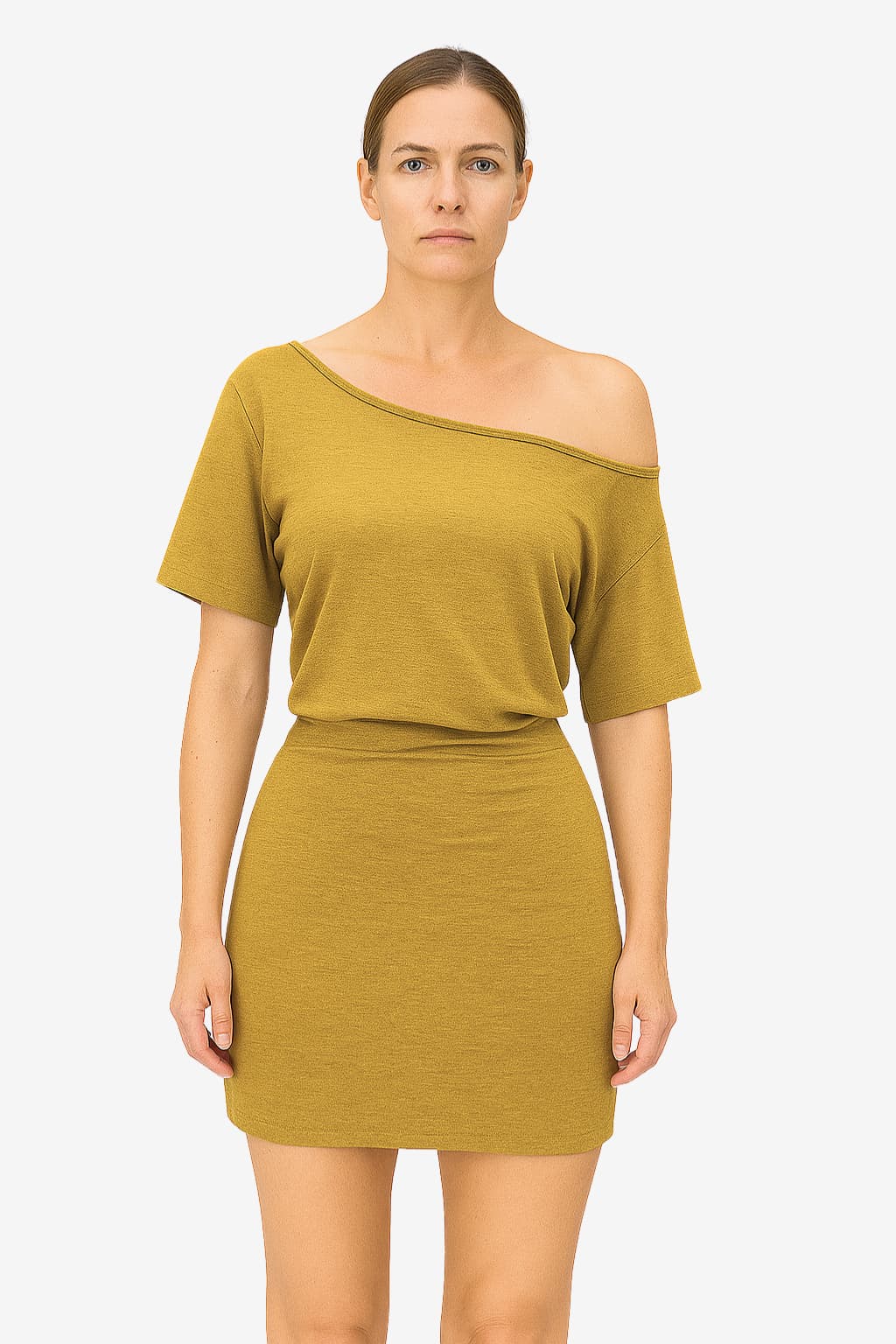 Women's Short Sleeve One-Shoulder Mini T-Shirt Dress