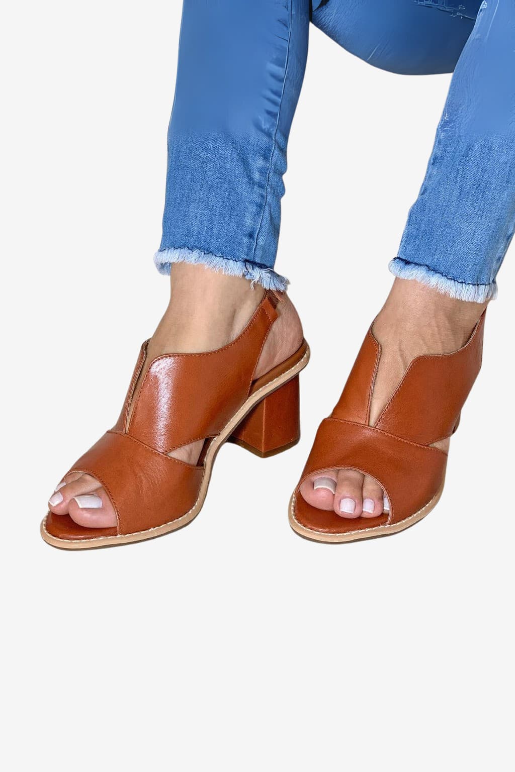 Women's Peep-Toe Block Heel Sandals with Ankle Strap