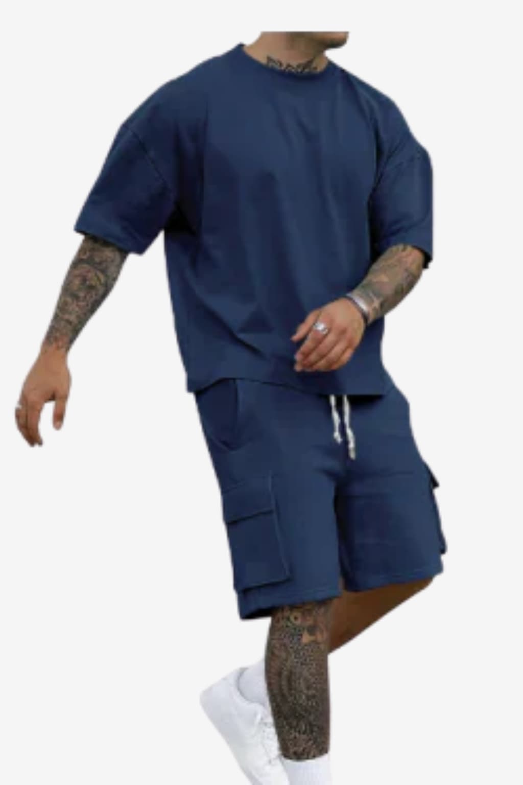 Men's Casual Summer T - Shirt &amp; Cargo Shorts Set