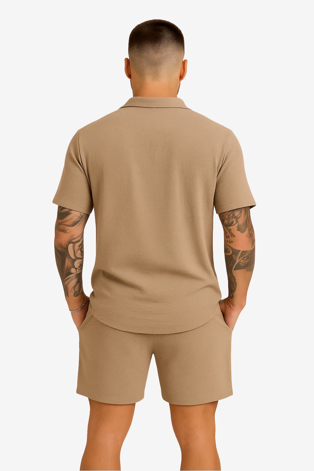 Men’s Short Sleeve Henley Shirt and Shorts Set Casual