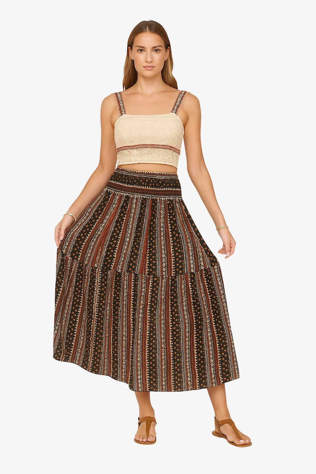 Women’s High Waist Maxi Skirt Ethnic Boho Print