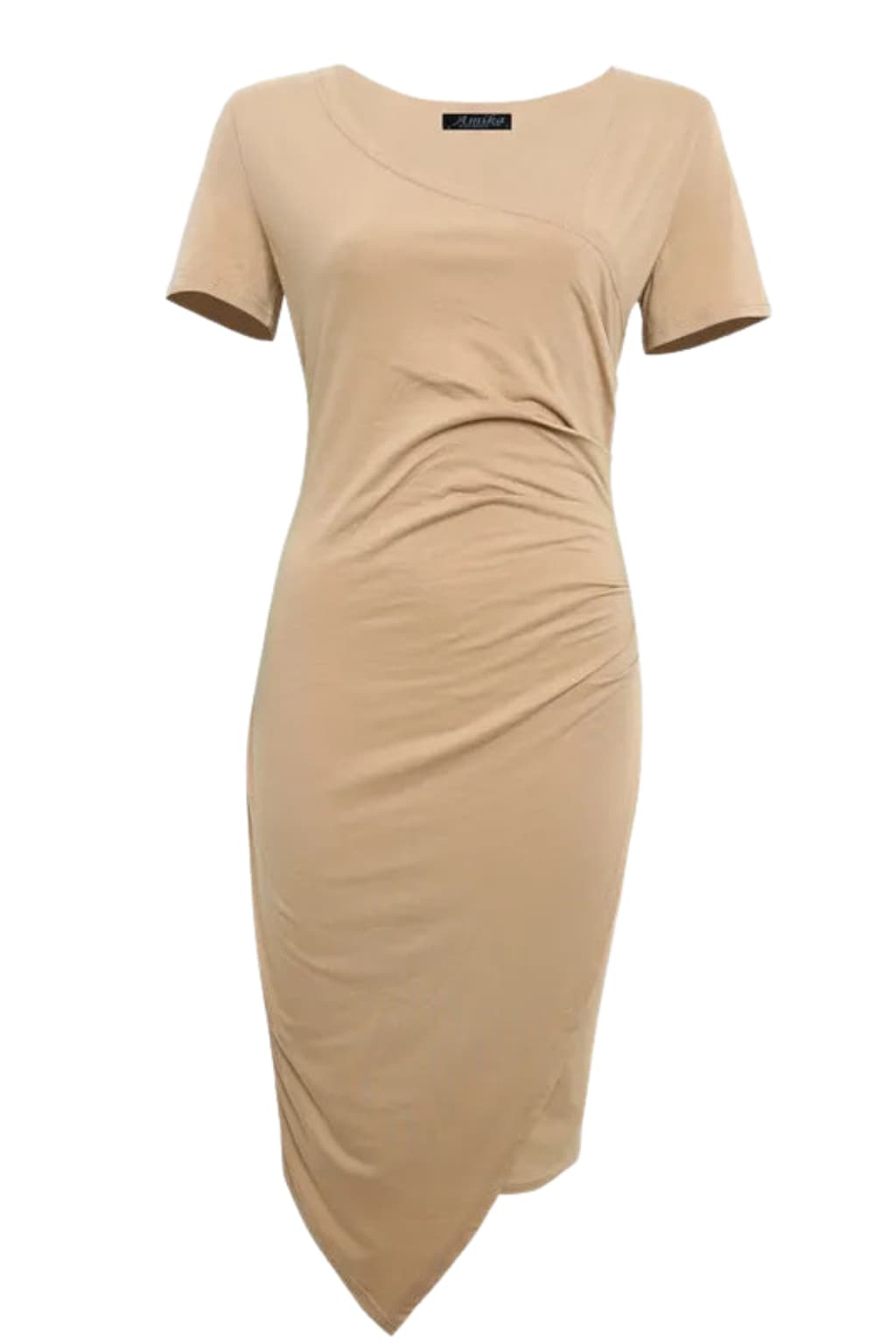 Women’s Knee-Length Sheath Dress with Ruched Waist