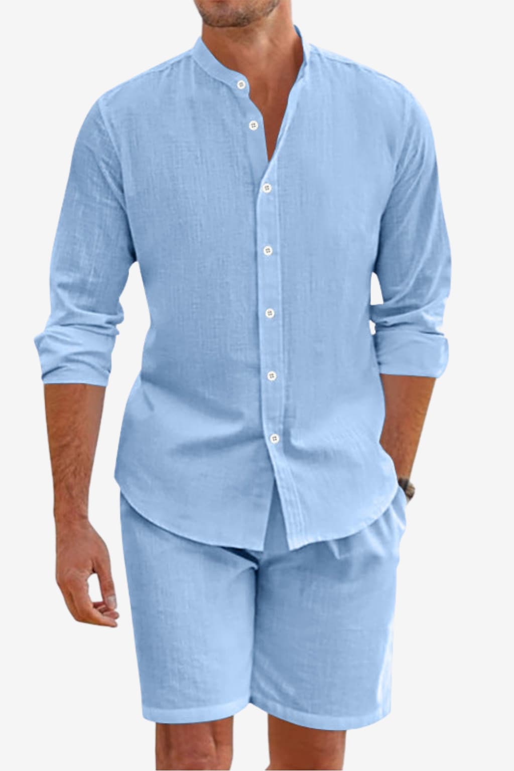 Men’s Linen Two-Piece Summer Set Shirt and Shorts