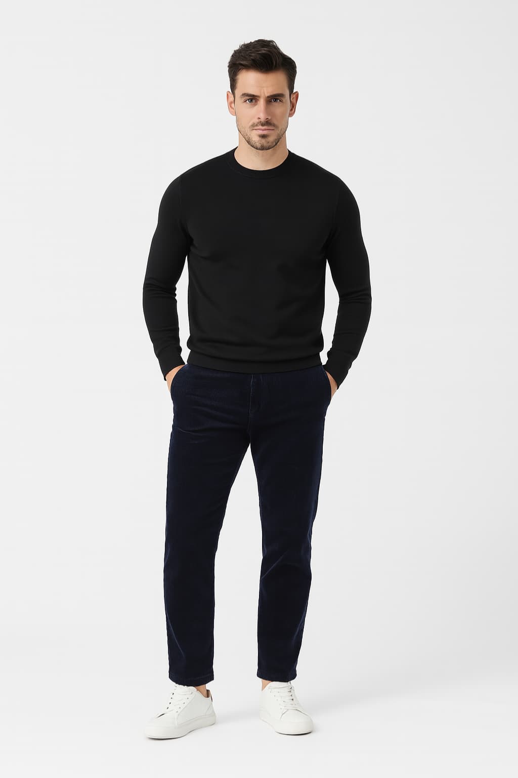 Men's Corduroy Straight-Leg Trousers Slim Fit