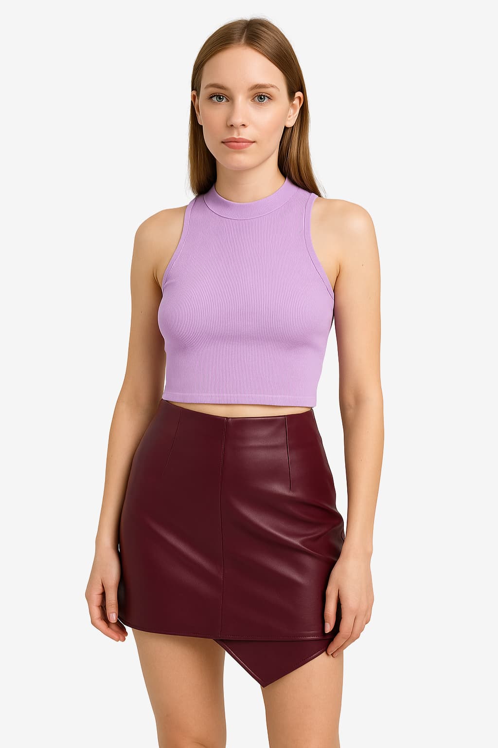 Women’s Faux Leather Mini Skirt High Waist Asymmetrical