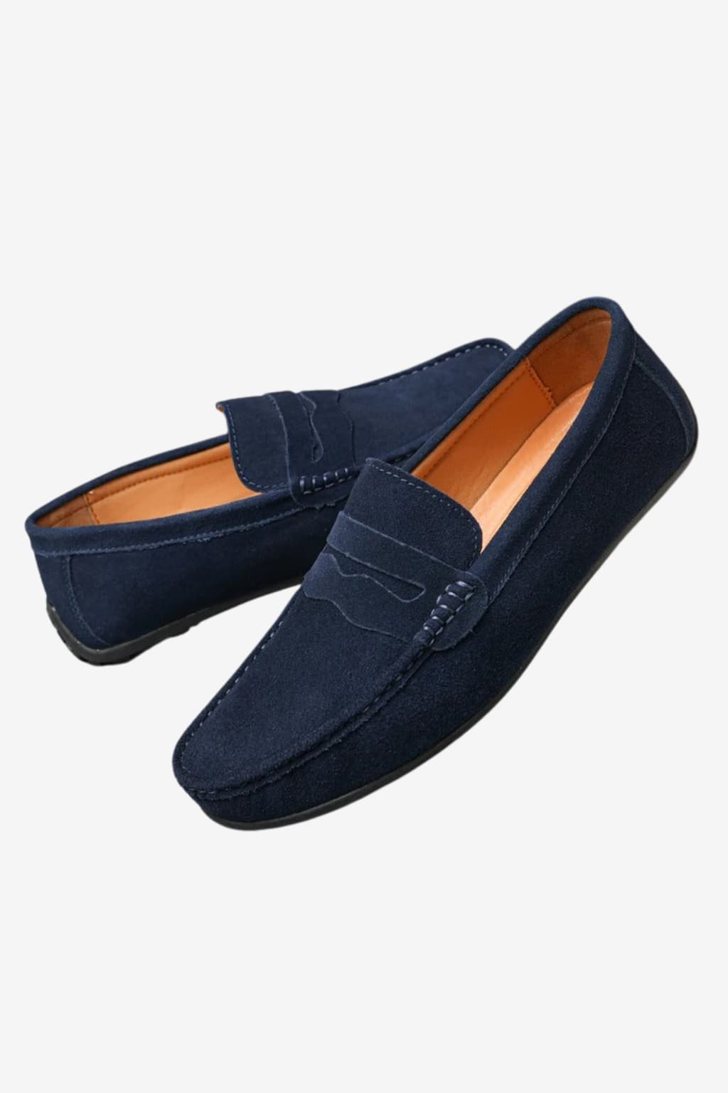 Men's Suede Slip-On Loafers Moc Toe Rubber Sole Smart Casual