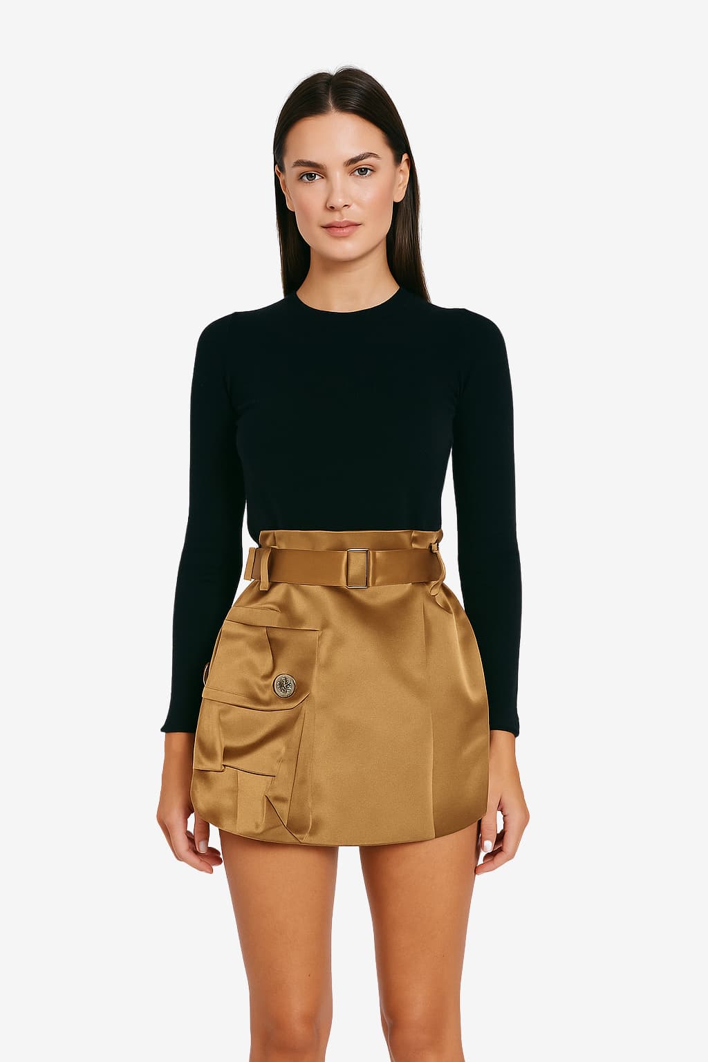 Women's Asymmetrical Ruched Mini Skirt High-Waisted Loose Fit