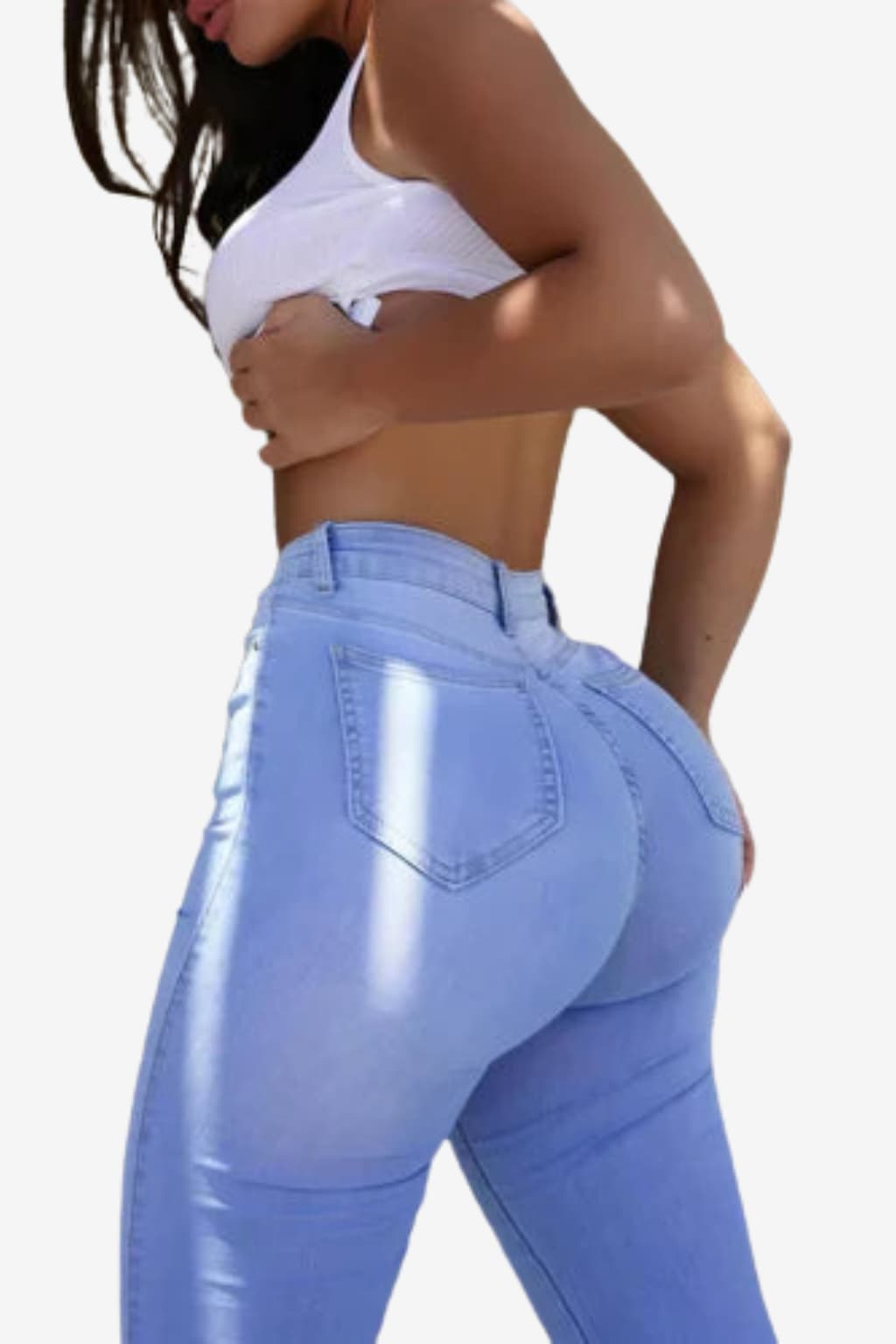 Women's Light Blue High-Waisted Skinny Jeans