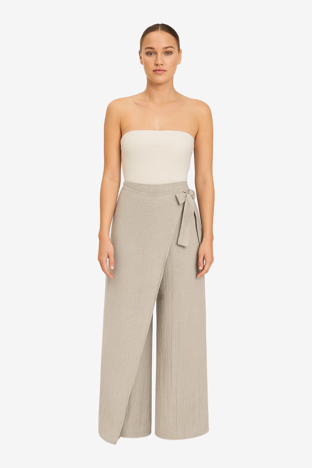 Women's Wide Leg Wrap Trousers High Waisted Loose Fit