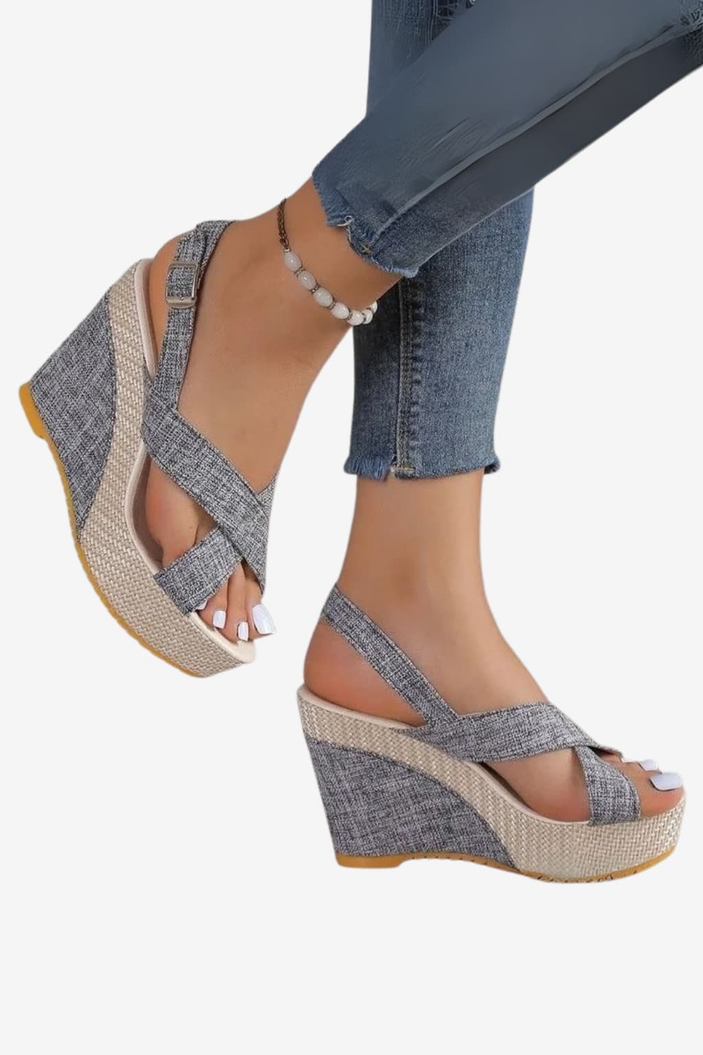 Women’s Wedge Sandals Open Toe Denim Summer Heels
