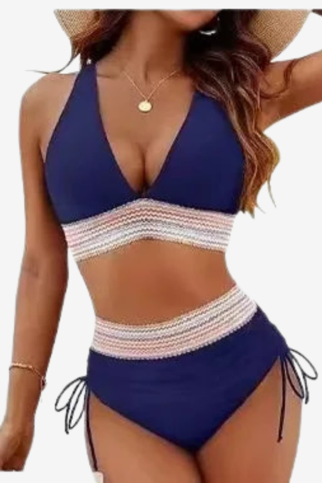 Women's High Waist Bikini Adjustable Straps Moulded Cups