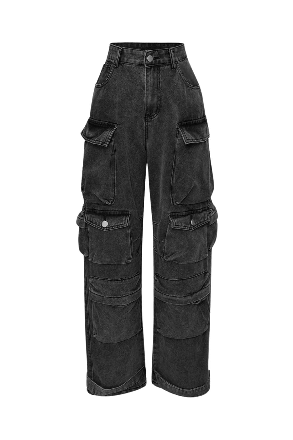 Women’s Wide Leg Cargo Jeans with Pockets – Denim