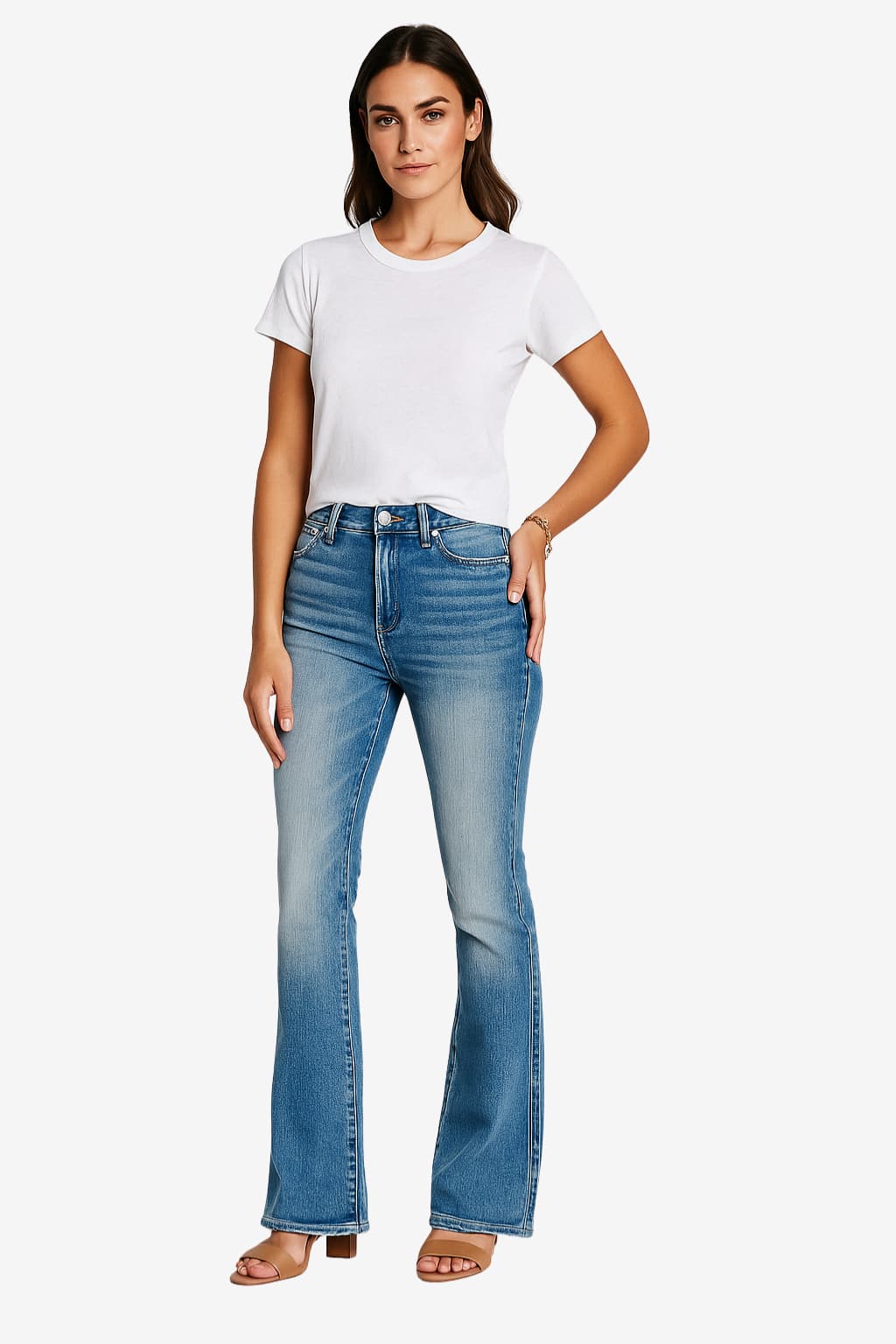 Women’s High Waist Flared Jeans Full Length Denim