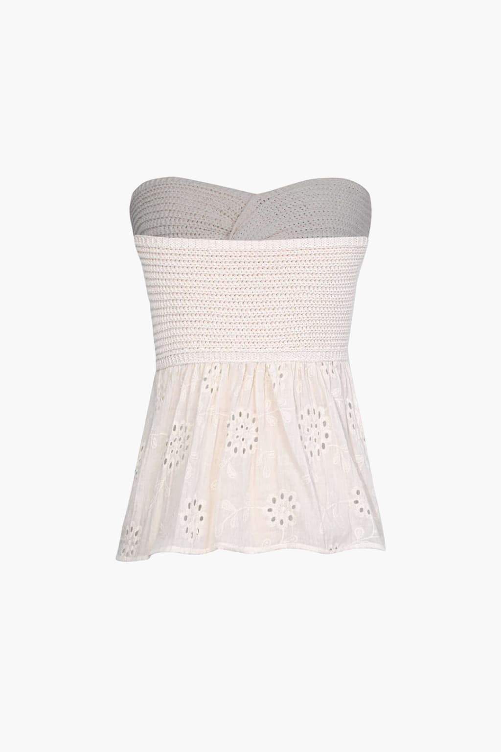 Women’s Strapless Boho Top Knot Front Embroidered