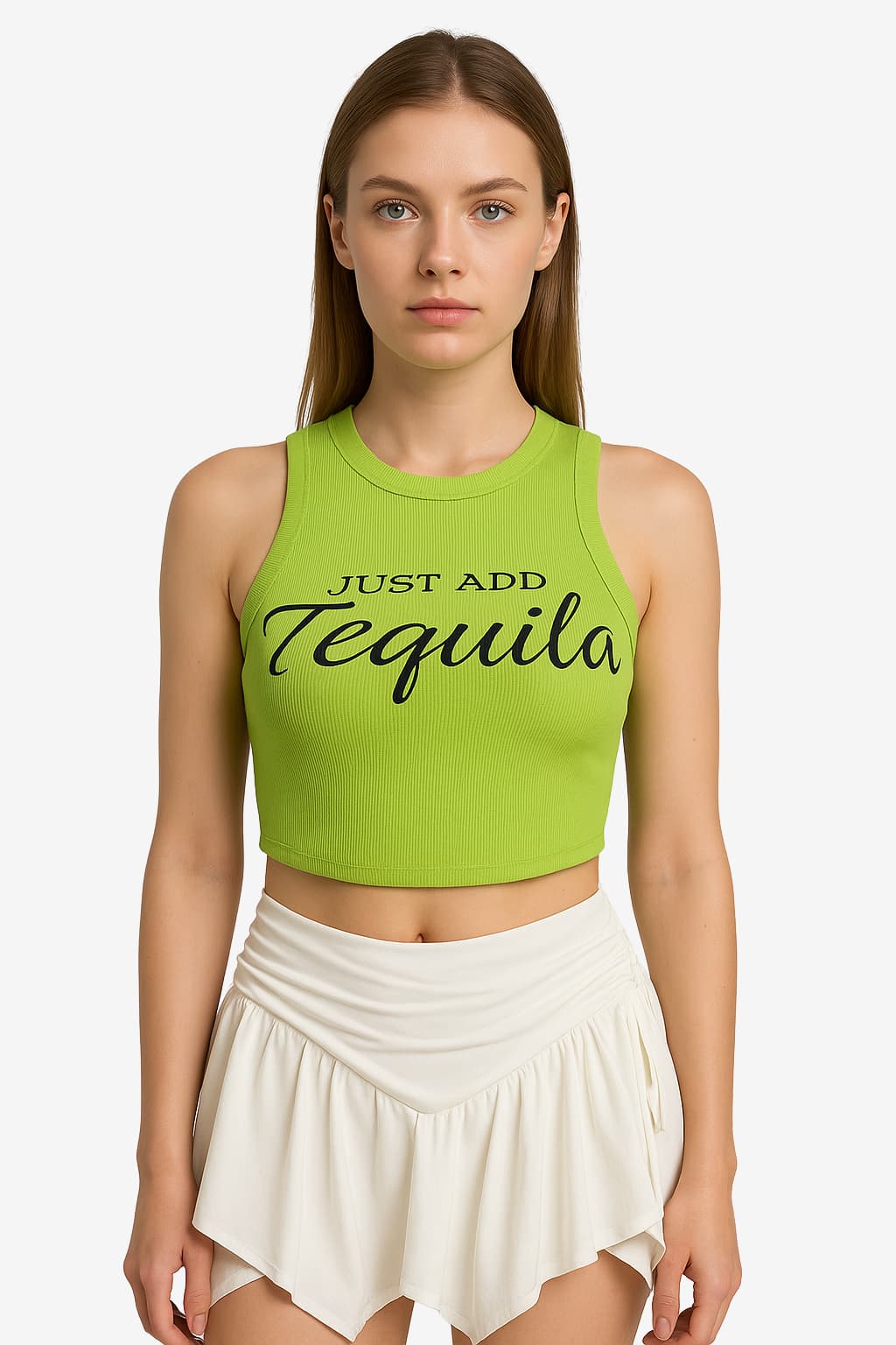 Women's Ribbed Crop Tank Top Letter Print Slim Fit