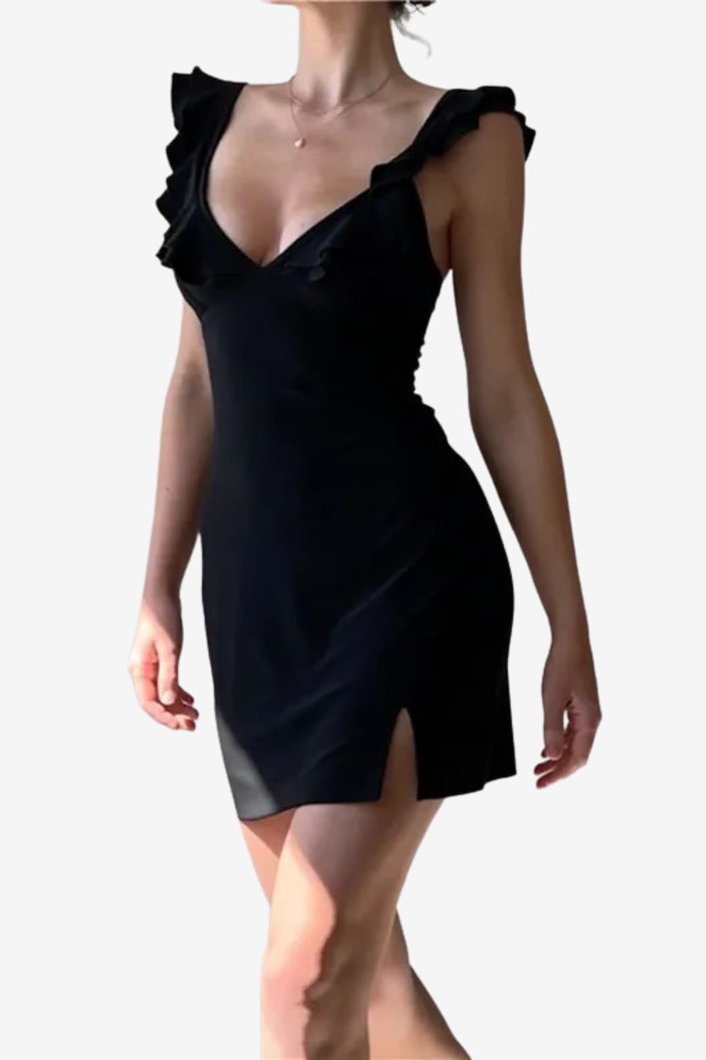 Women's Mini Dress with Ruffles and Cutout