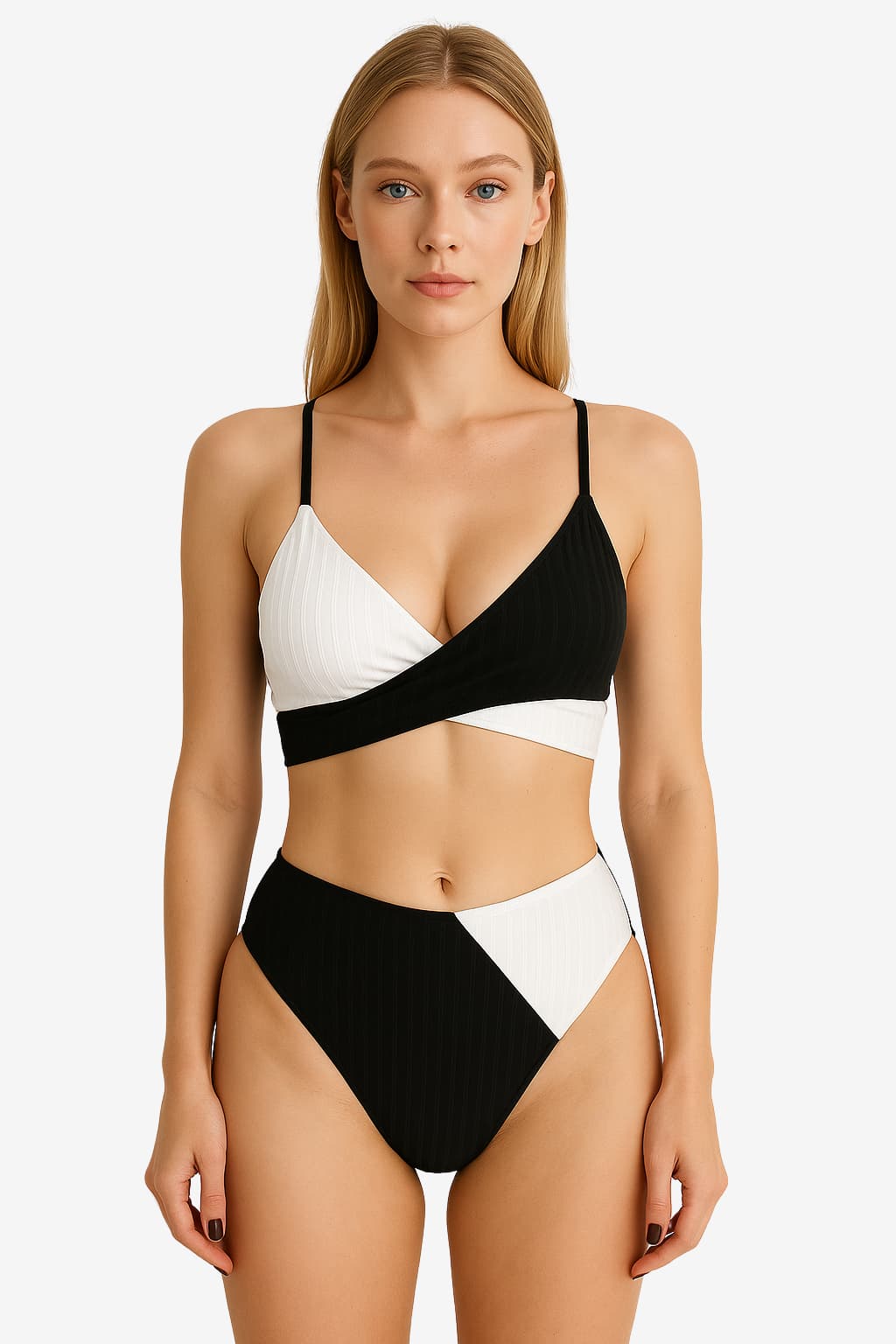 Women’s Summer Bikini Set with High-Waisted Bottoms
