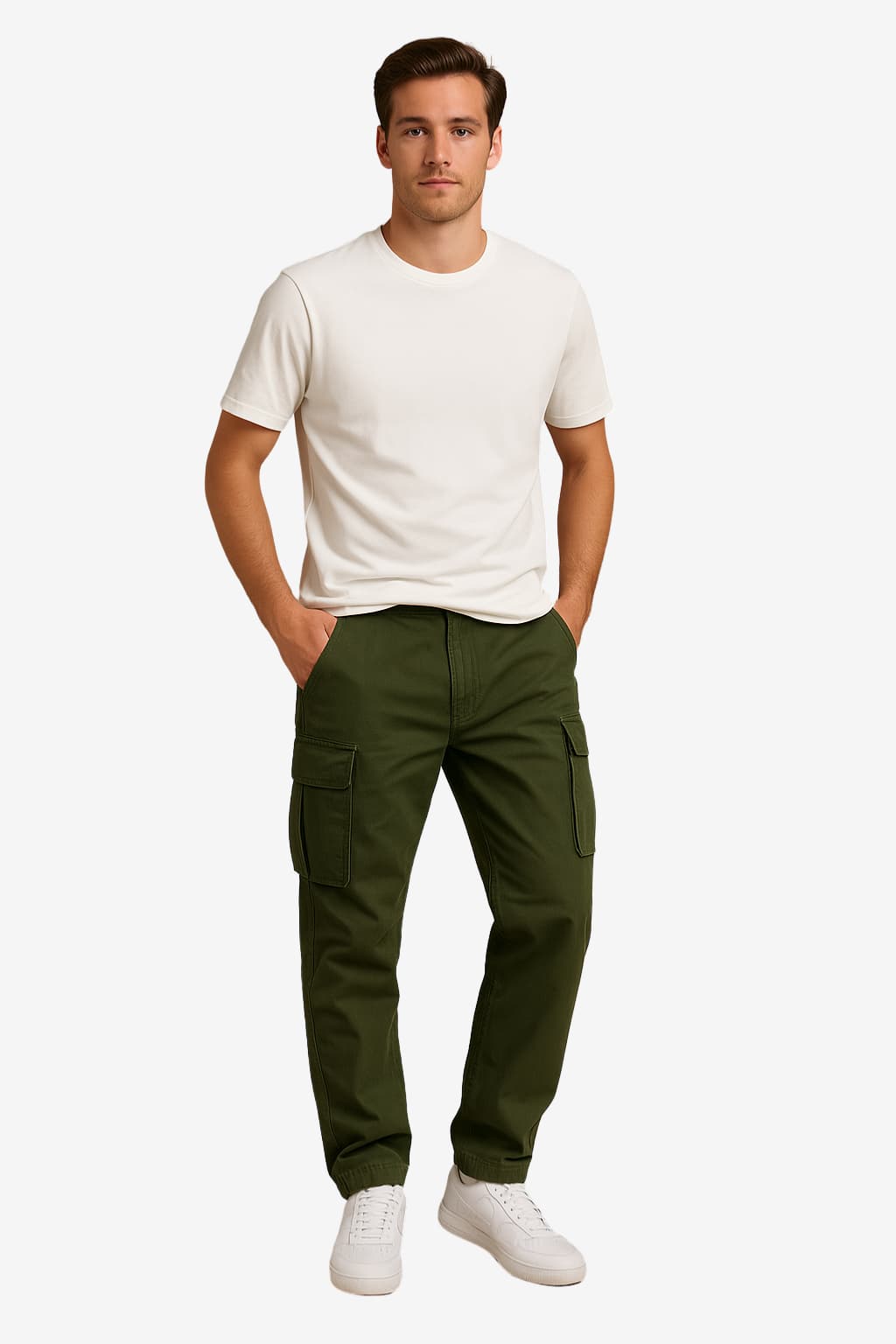 Men's Wide Fit Cargo Trousers, Cotton Blend, Multi Pocket