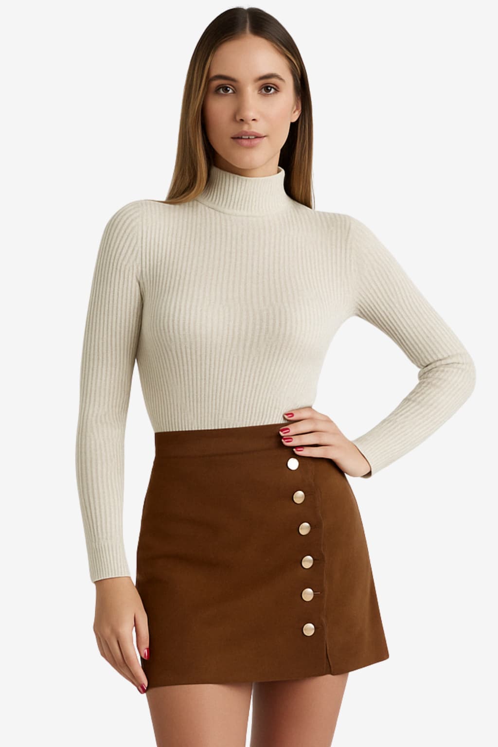 Women’s Faux Suede A-Line Mini Skirt with Buttons