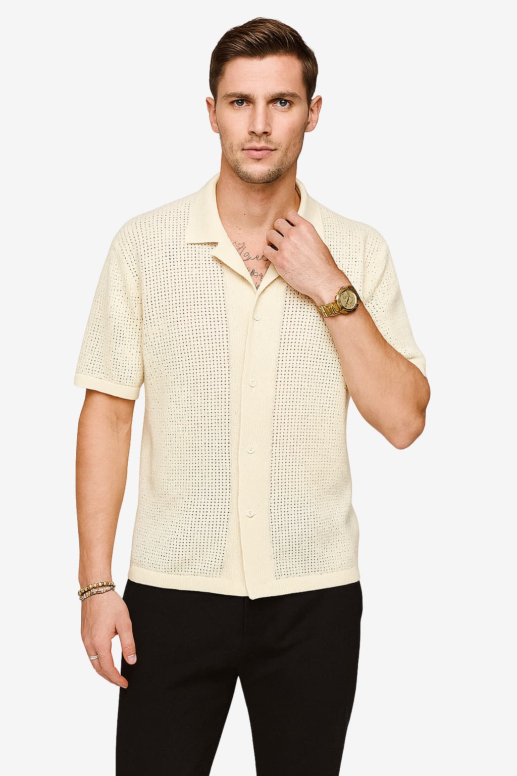 Men’s Short Sleeve Camp Collar Shirt Printed Casual