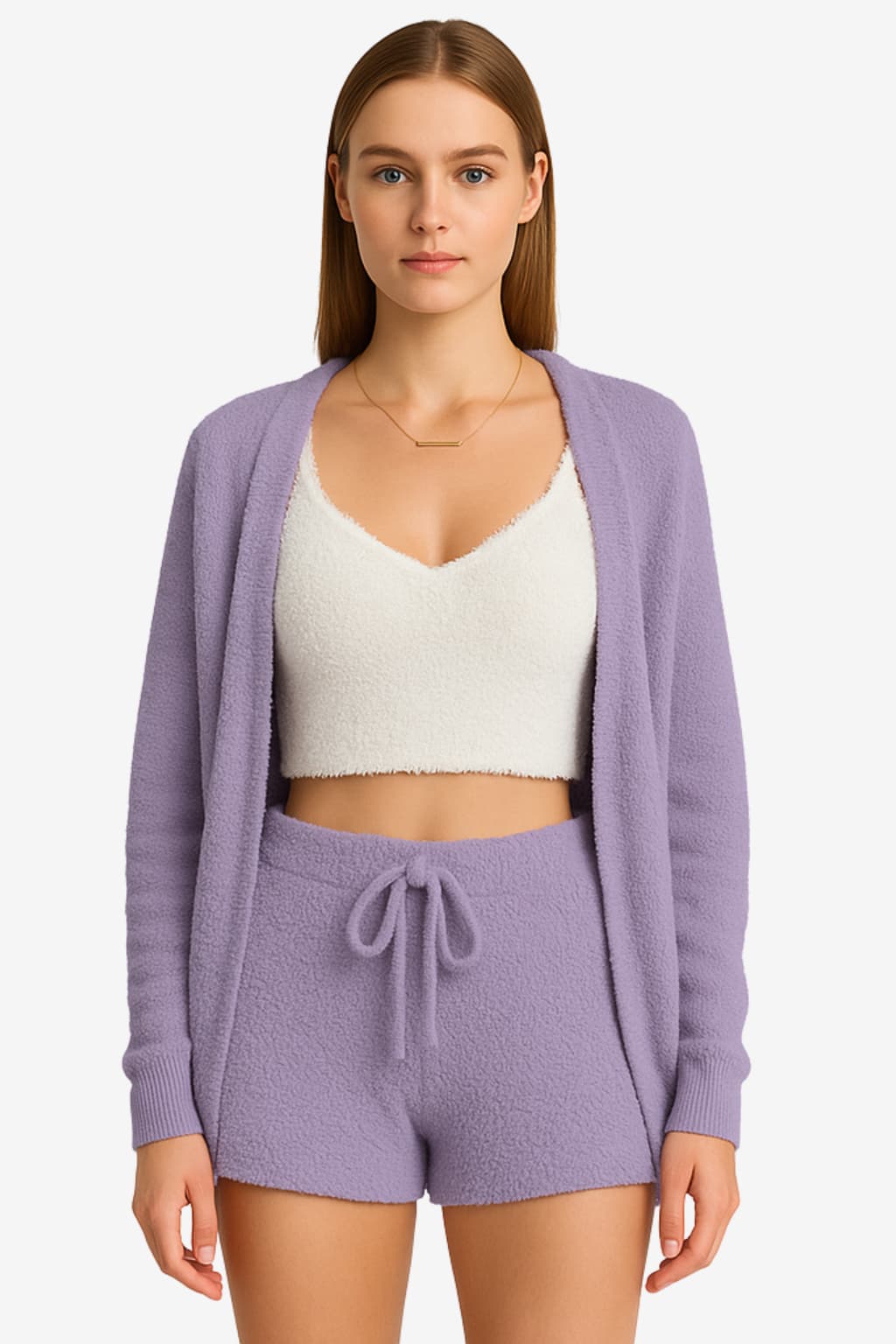 Women’s Three Piece Velvet Pyjama Set with Crop Top