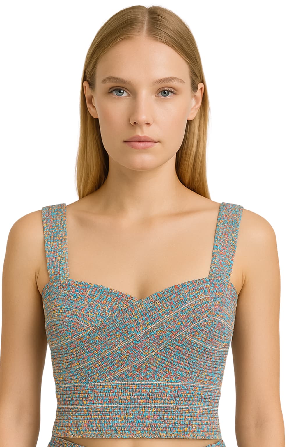 Women’s Knit Crop Top Zip Back Sleeveless Fitted Style