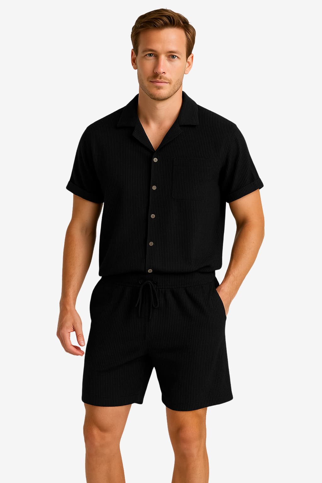 Men's Corduroy Short-Sleeve Shirt &amp; Shorts Set - Relaxed Fit