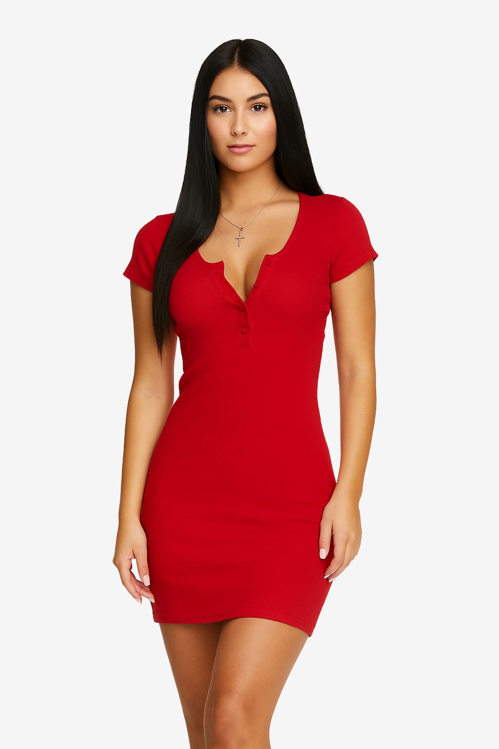 Women's Fitted Short Sleeve Polo Mini Dress