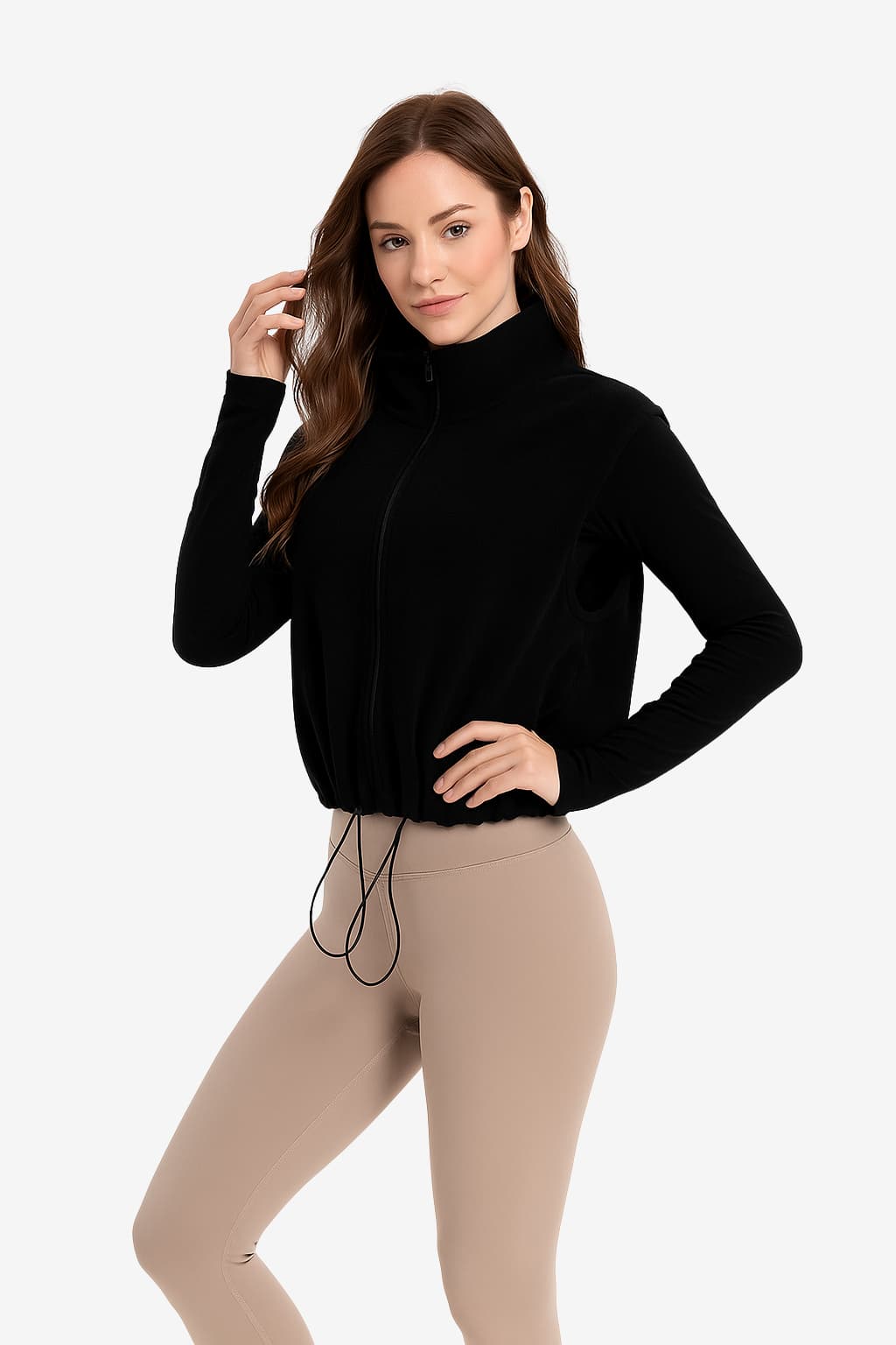 Women’s Cropped Zip-Up Sleeveless Sports Vest