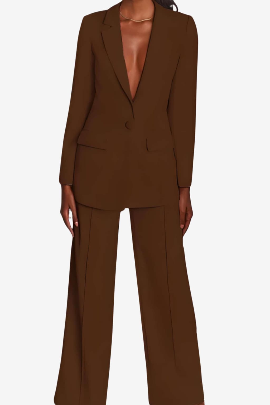 Women’s Blazer &amp; Wide-Leg Trouser Suit Set