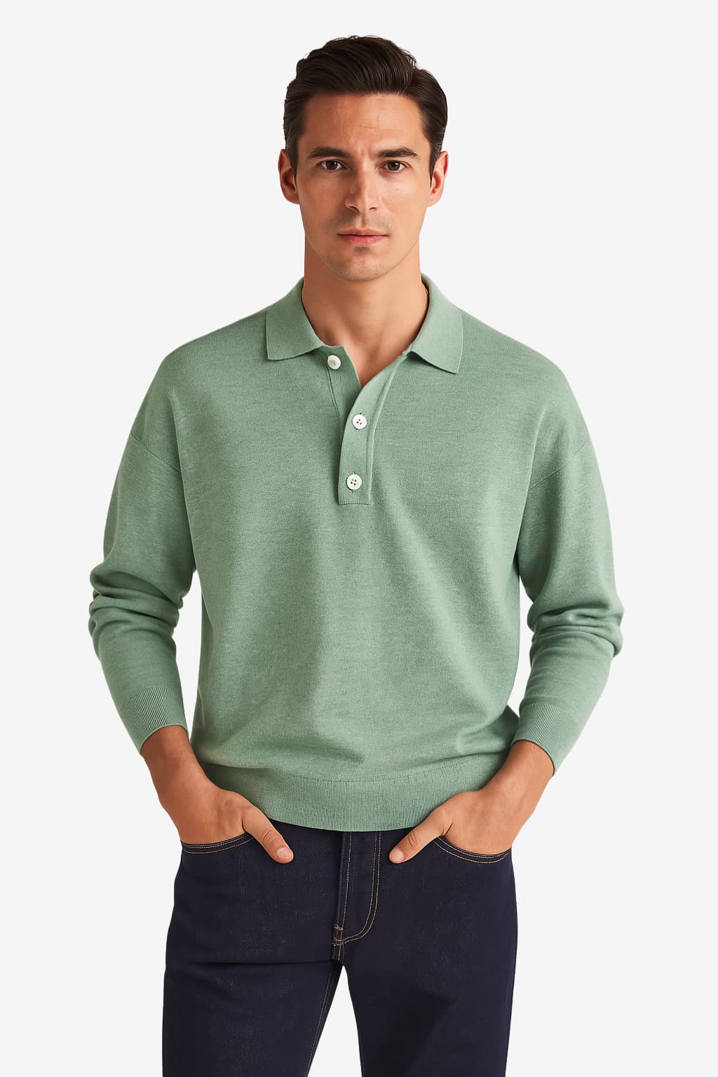 Men’s Long Sleeve Polo Shirt Casual Regular Fit Top