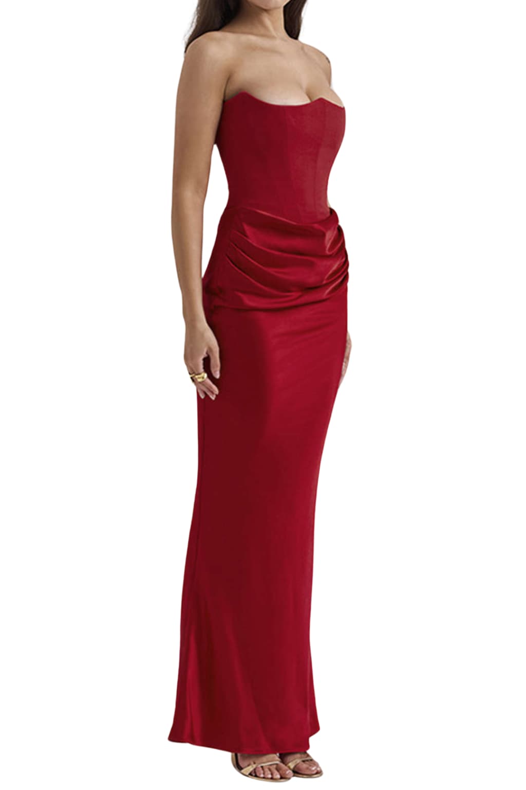 Women’s Strapless Satin Mermaid Maxi Evening Dress