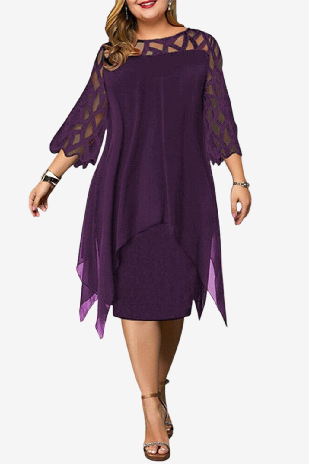 Women’s V-Neck Midi Dress Short Sleeve Flowy Fit