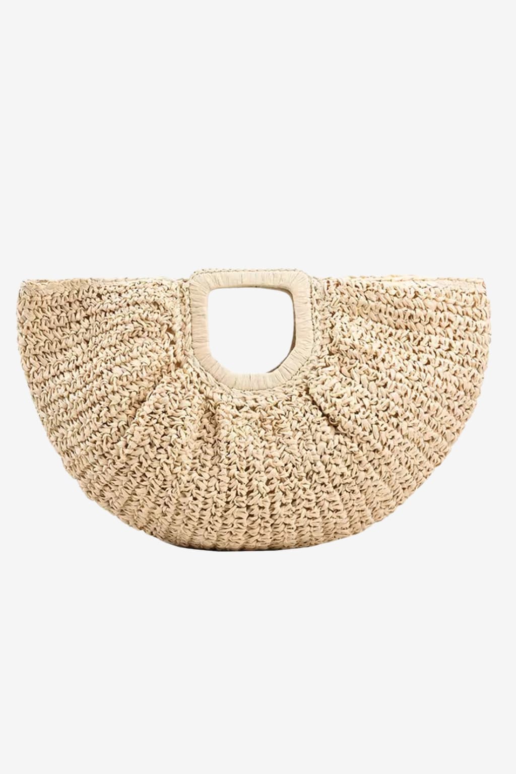 Women's Woven Straw Tote Bag Half-Moon Natural Beige