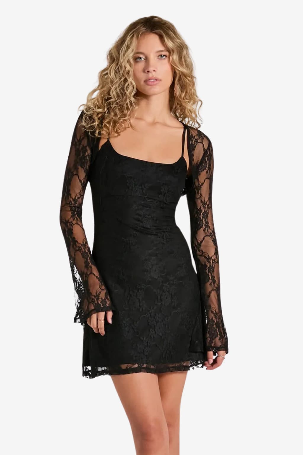 Women’s Black Lace Bolero Shrug Long Sleeve Cropped