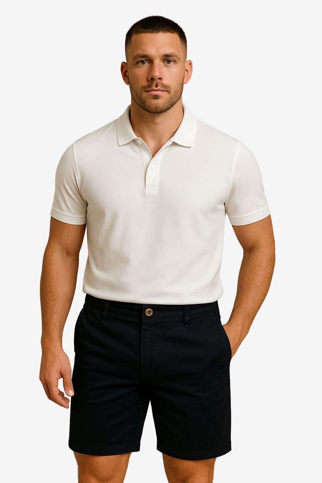 Men's Casual Summer Shorts - Lightweight Cotton Blend, Elastic Waist, Khaki